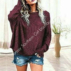 🆕⭐Burgundy off shoulder oversized sweater